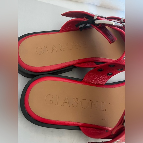Gaisone Red Leather buckle Women's Sandals EU41 US11 - Picture 6 of 8